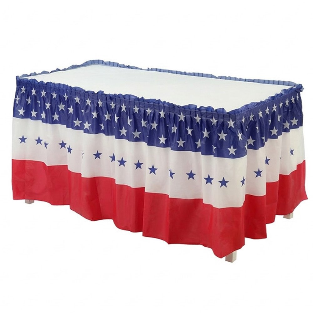 Independence Day Red White Blue Star Table Skirt