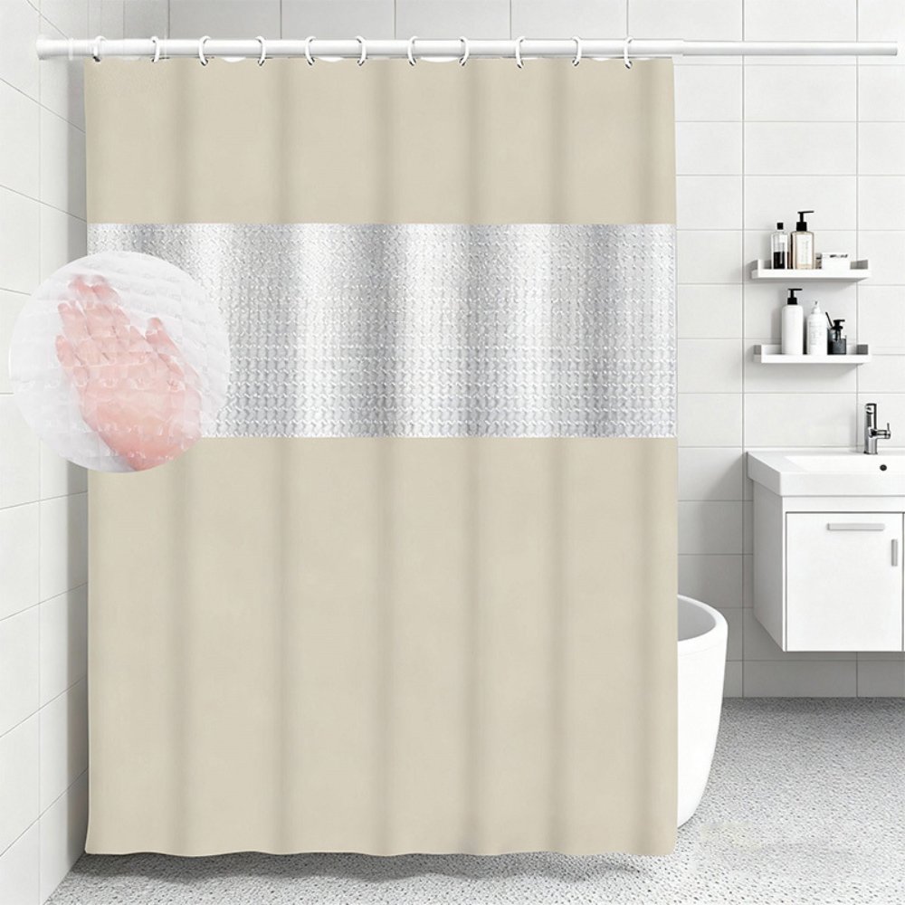 Solid Color PEVA Shower Curtain 3D Cat Eye Patchwork Shower Curtain