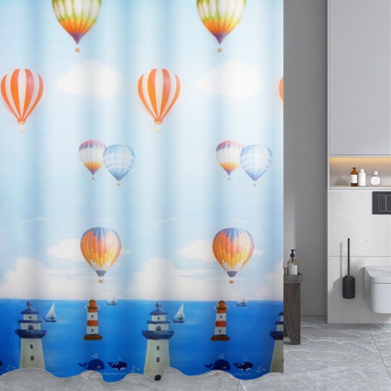 Printed PEVA Shower Curtain Hot Air Balloon Shower Curtain