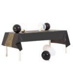 Party Tablecloth Black Base with Gold Glitter Table Runner