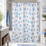Printed PEVA Shower Curtain Starfish & Shell Shower Curtain