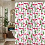 Printed PEVA Shower Curtain Flamingo Shower Curtain