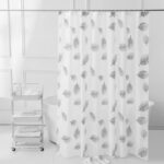 Printed PEVA Shower Curtain Black & White Leaves Shower Curtain