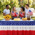PEVA Table Skirt Independence Day Red White Blue Star Table Skirt