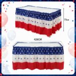 PEVA Table Skirt Independence Day Red White Blue Star Table Skirt