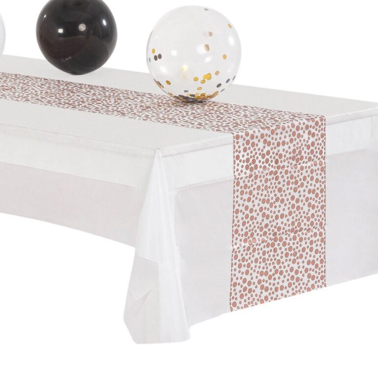 Party Tablecloth Black Base with Gold Glitter Table Runner