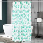 Printed PEVA Shower Curtain Green Circles Shower Curtain
