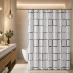 Printed PEVA Shower Curtain Large Checkered Shower Curtain
