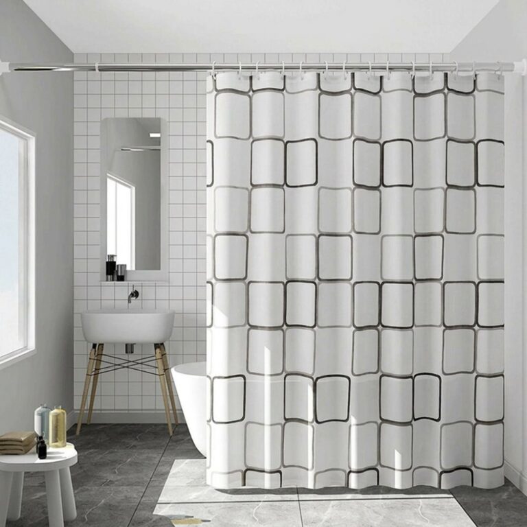 Printed PEVA Shower Curtain Large Checkered Shower Curtain