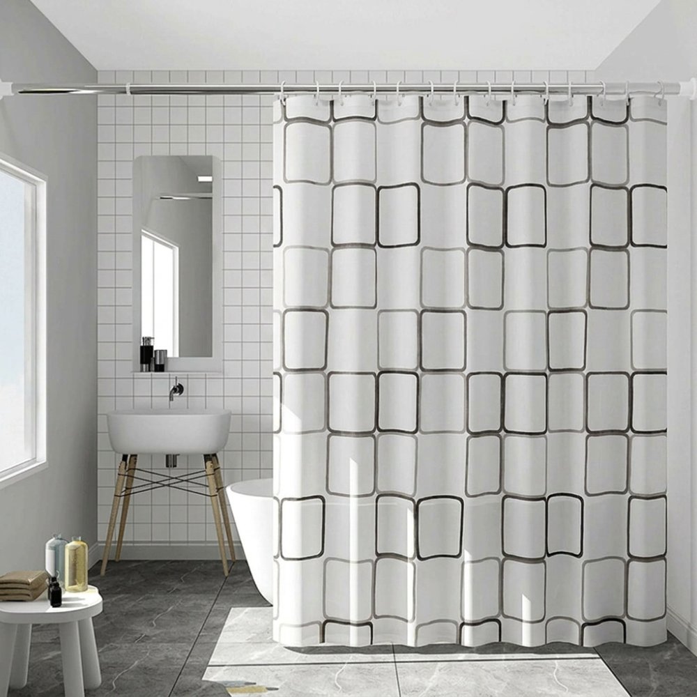Printed PEVA Shower Curtain Large Checkered Shower Curtain