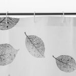 Printed PEVA Shower Curtain Black & White Leaves Shower Curtain