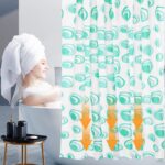 Printed PEVA Shower Curtain Green Circles Shower Curtain