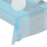 Party Tablecloth Black Base with Gold Glitter Table Runner