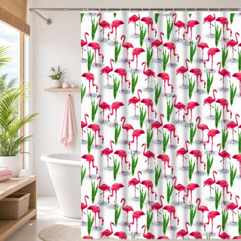Printed PEVA Shower Curtain Flamingo Shower Curtain