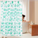 Printed PEVA Shower Curtain Green Circles Shower Curtain