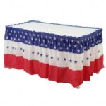 PEVA Table Skirt Independence Day Red White Blue Star Table Skirt