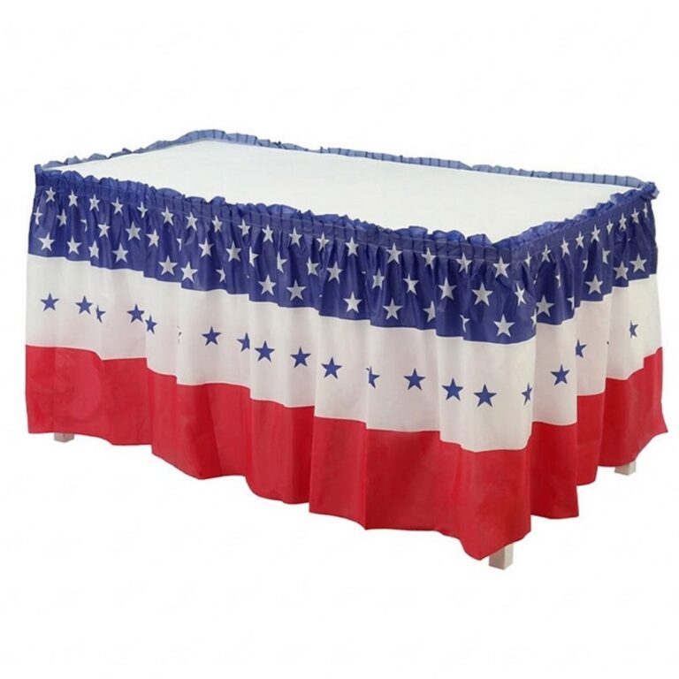 PEVA Table Skirt Independence Day Red White Blue Star Table Skirt
