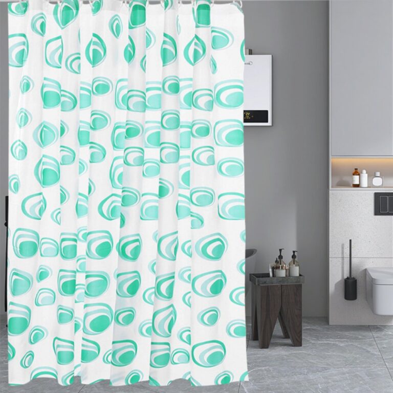 Printed PEVA Shower Curtain Green Circles Shower Curtain