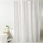 Printed PEVA Shower Curtain White Base with Black Lines Shower Curtain