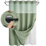 Polyester Shower Curtain Double Layer Waffle with Large Rings