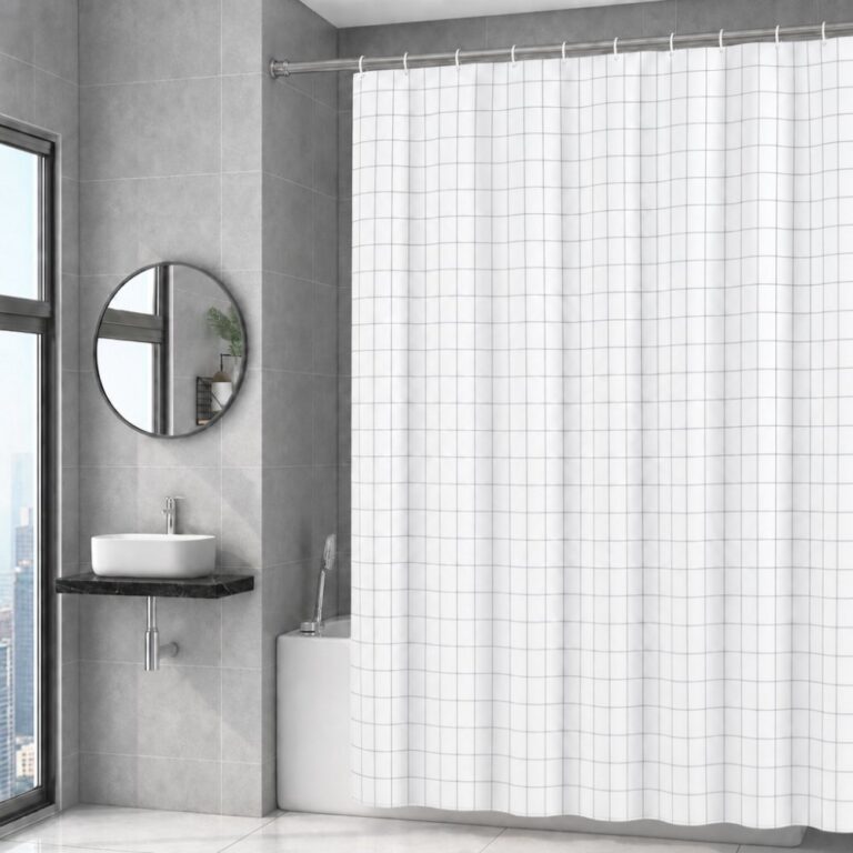 Printed PEVA Shower Curtain Small Checkered Shower Curtain