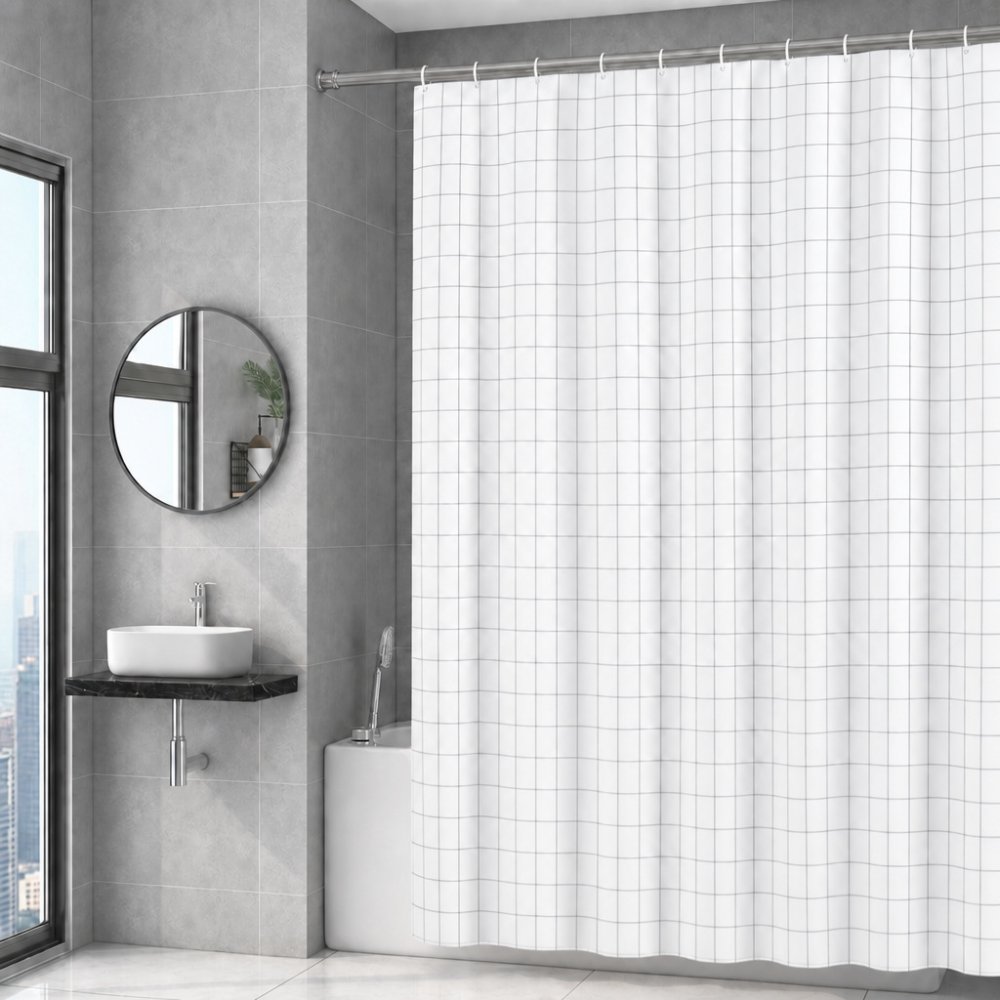 Printed PEVA Shower Curtain Small Checkered Shower Curtain
