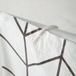 Printed PEVA Shower Curtain White Base with Black Lines Shower Curtain